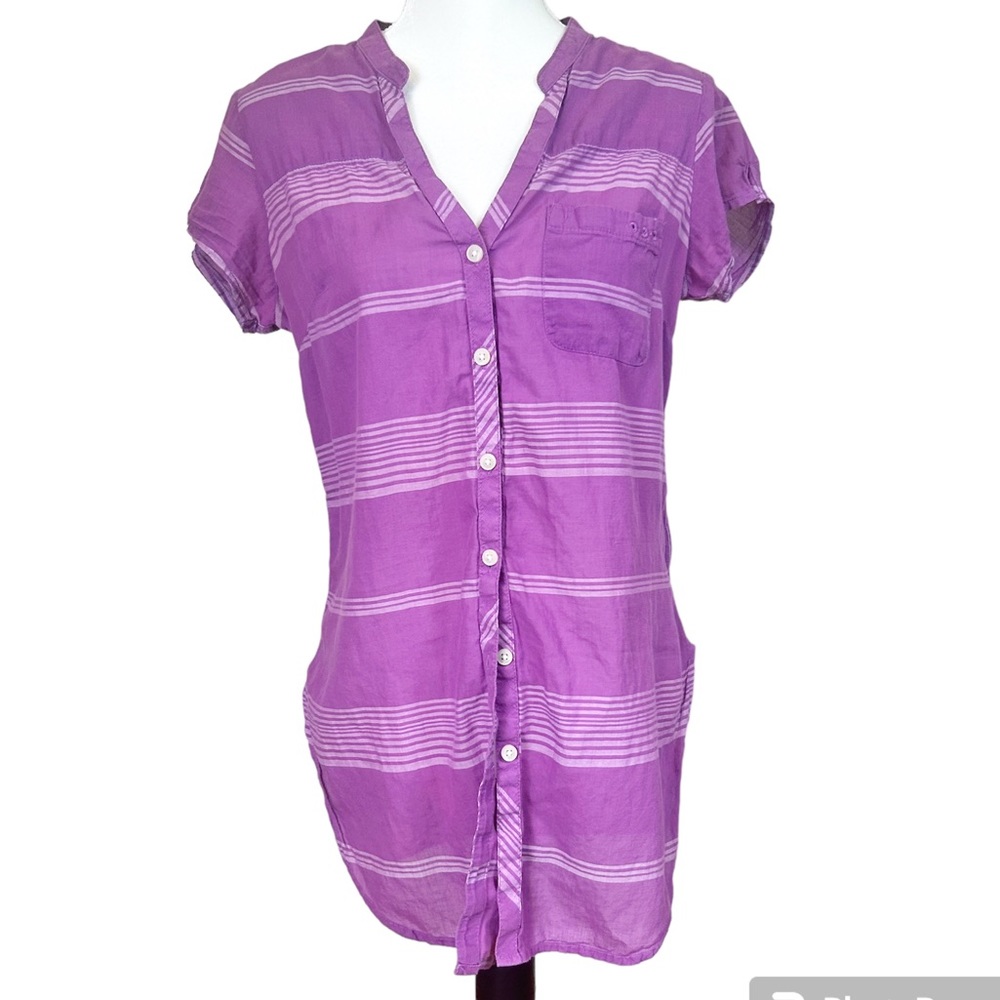 4/$25 Columbia Purple striped Shirt tunic coverup